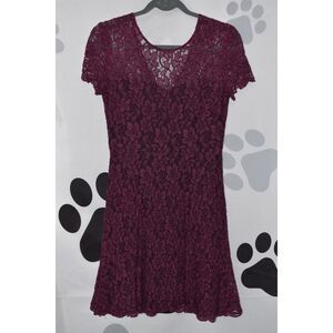 Diane von Furstenberg Short Sleeve Lace Overlay Mini Dress Lined Purple Size 4